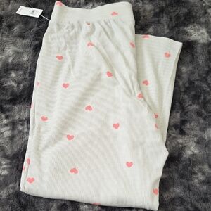 GAP Light Gray Pajama Pants with Pink Hearts